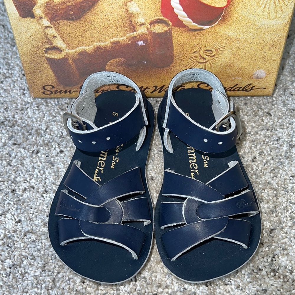 AUTH NIB SALT WATER SANDAL by Hoy Shoes Swimmer Toddler Infant NAVY